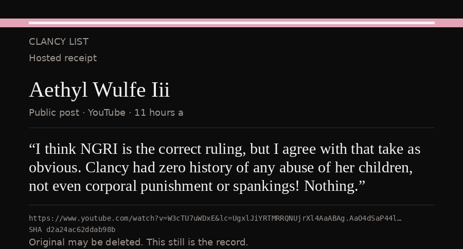 Hosted receipt of this public statement