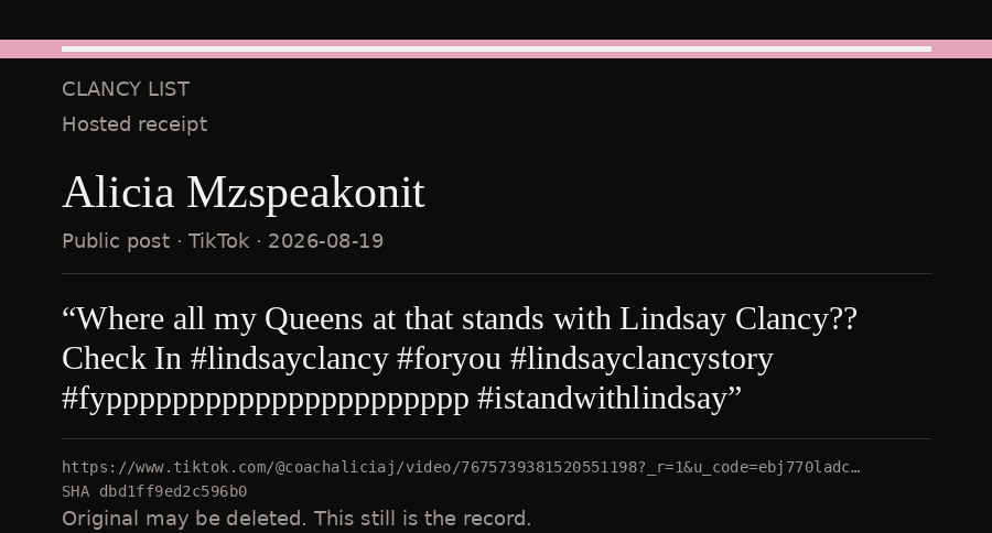 Hosted receipt of this public statement