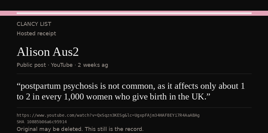 Hosted receipt of this public statement