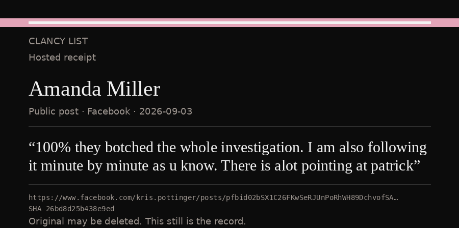 Hosted receipt of this public statement