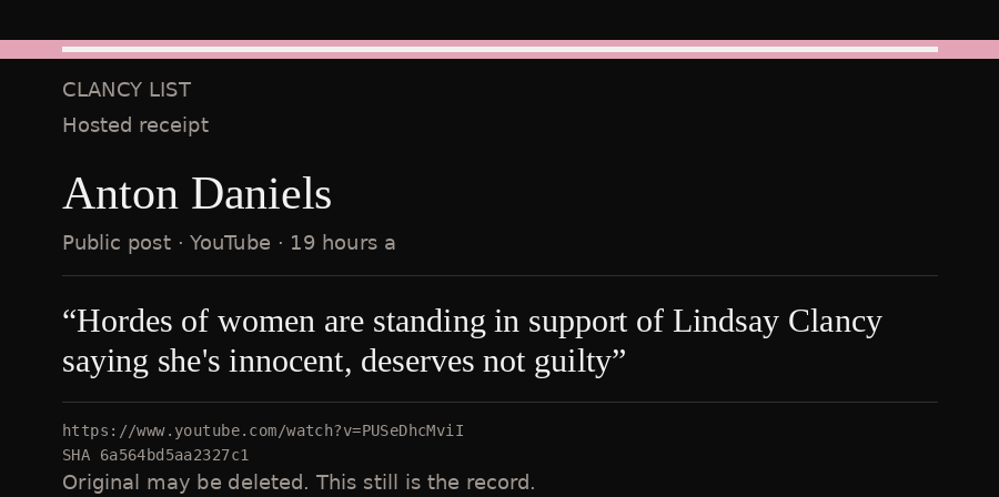Hosted receipt of this public statement