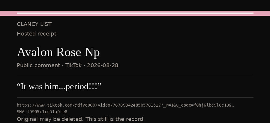 Hosted receipt of this public statement