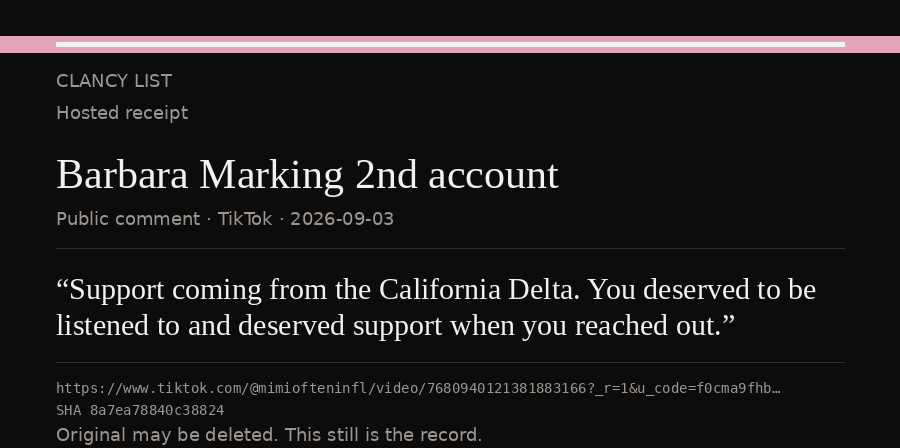 Hosted receipt of this public statement