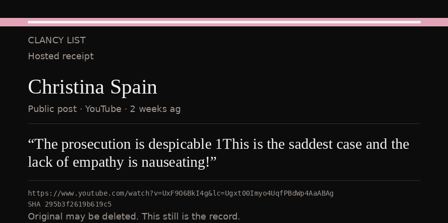Hosted receipt of this public statement