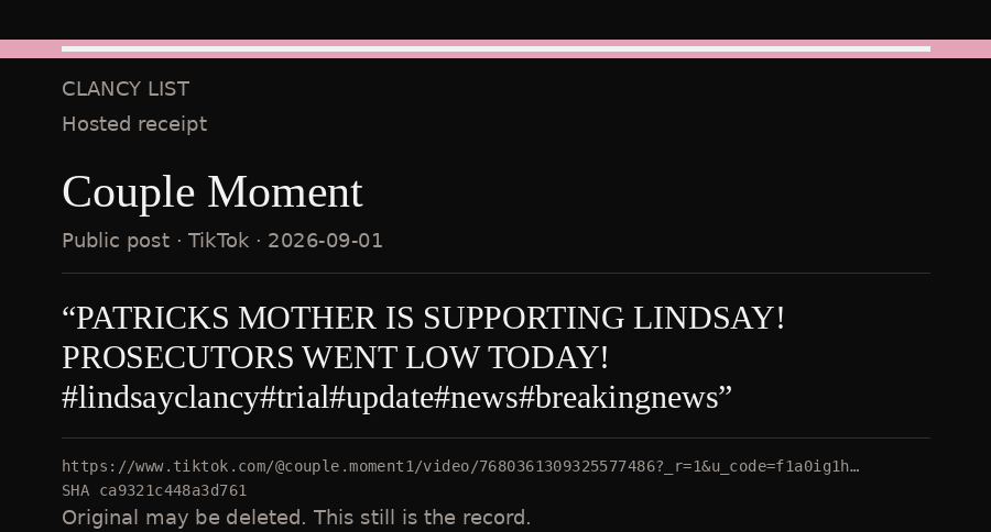 Hosted receipt of this public statement