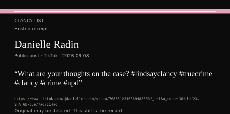 Hosted receipt of this public statement