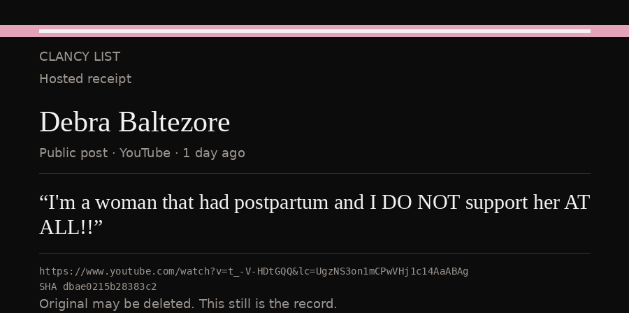 Hosted receipt of this public statement