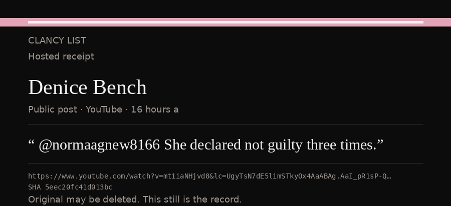 Hosted receipt of this public statement