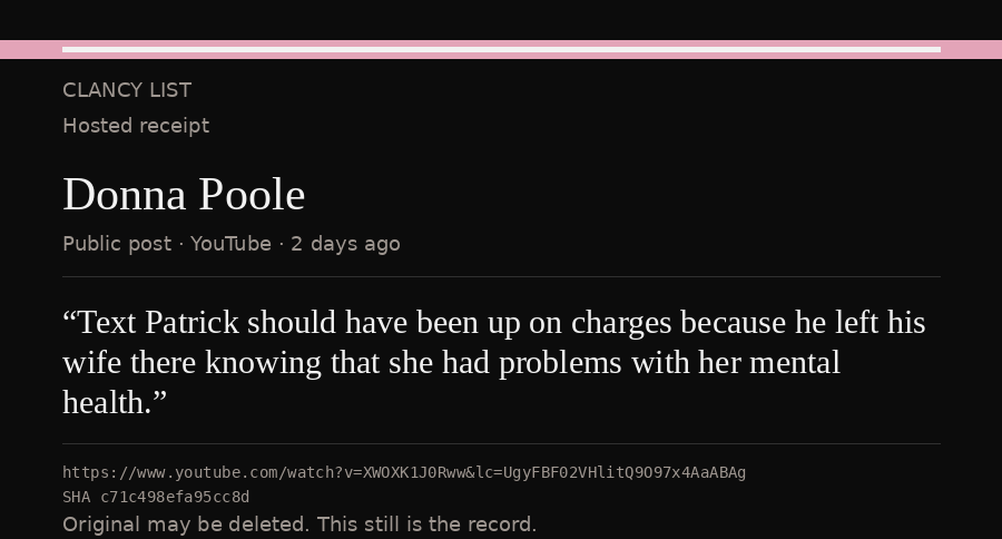 Hosted receipt of this public statement