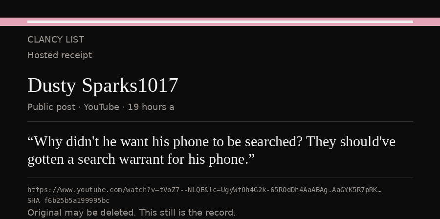 Hosted receipt of this public statement