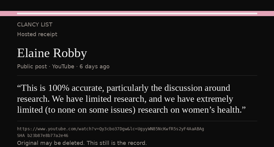 Hosted receipt of this public statement