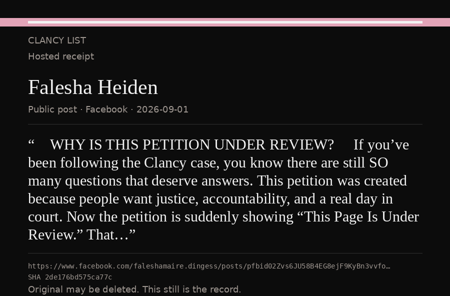 Hosted receipt of this public statement