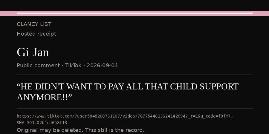 Hosted receipt of this public statement