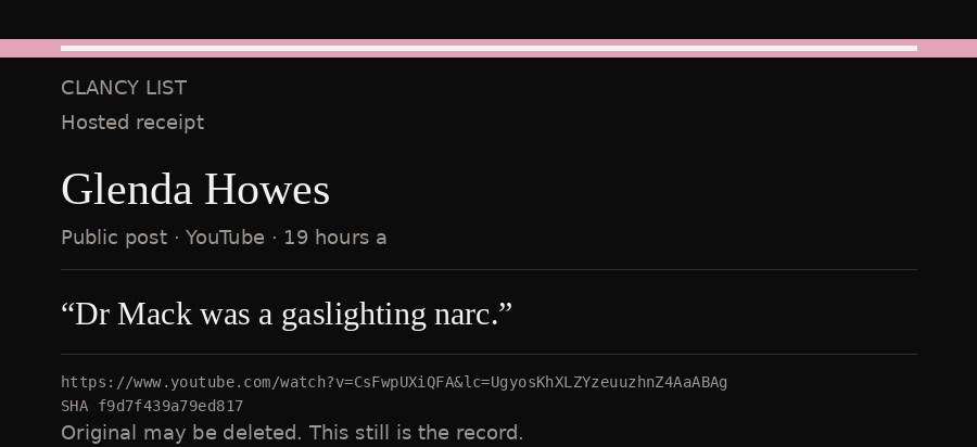 Hosted receipt of this public statement