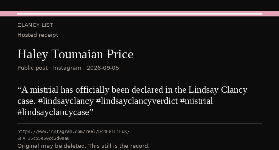 Hosted receipt of this public statement
