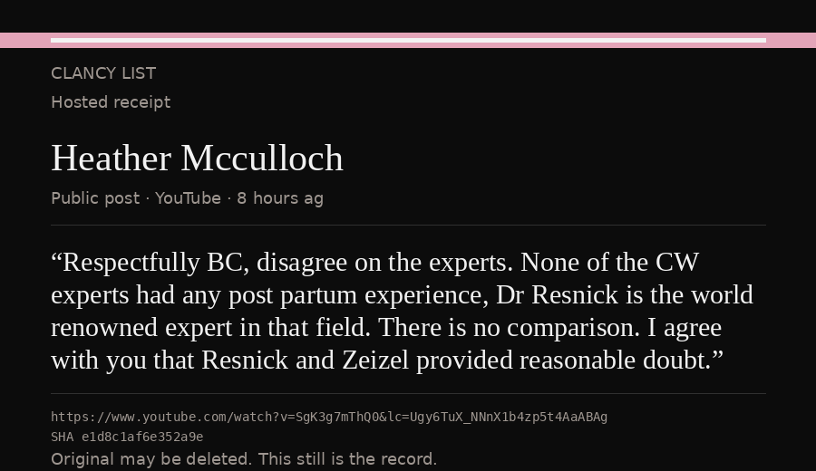 Hosted receipt of this public statement