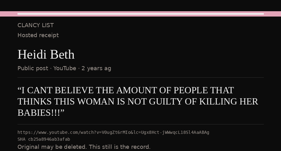 Hosted receipt of this public statement