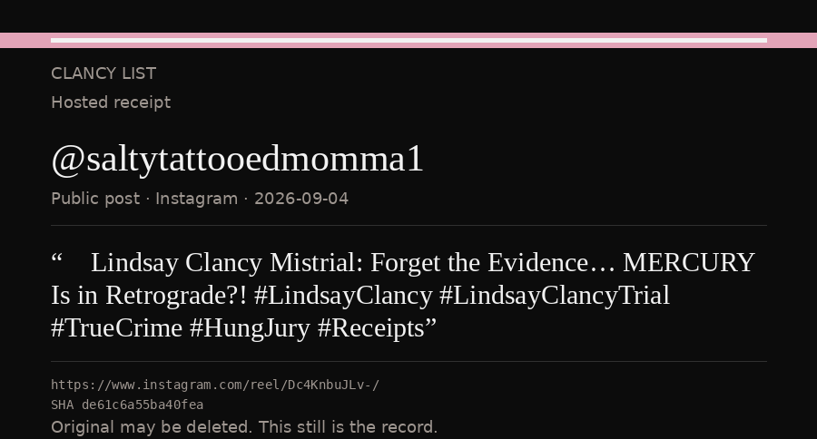 Hosted receipt of this public statement