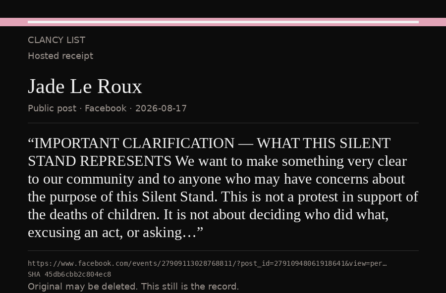 Hosted receipt of this public statement
