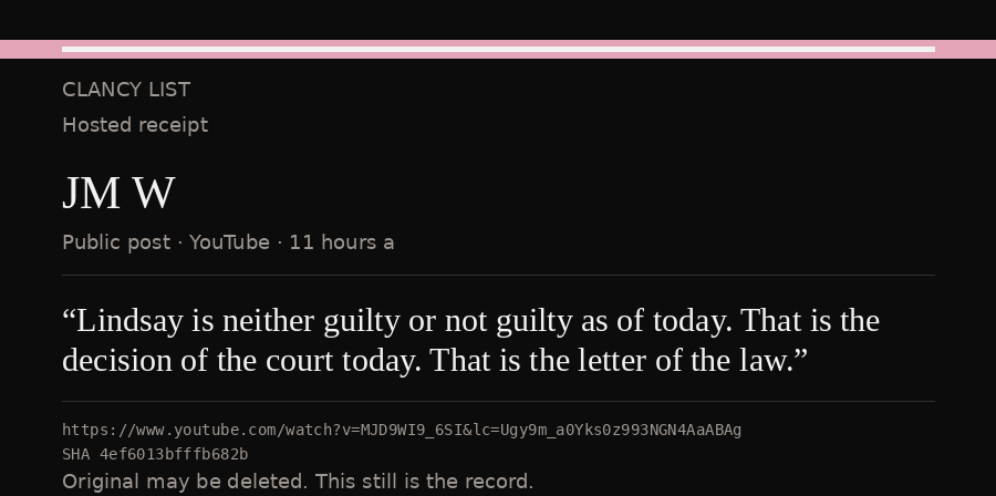 Hosted receipt of this public statement