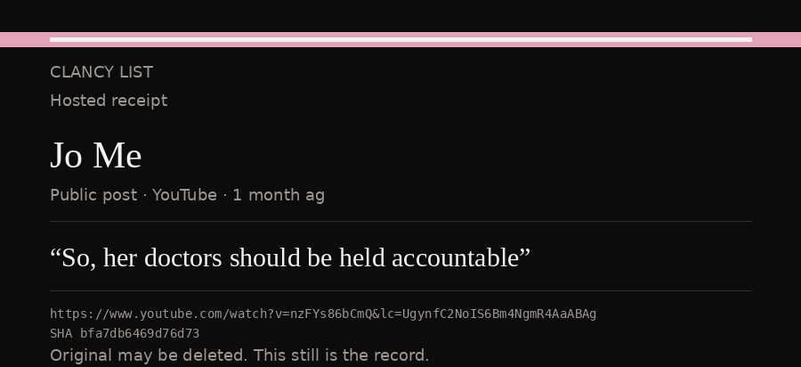 Hosted receipt of this public statement
