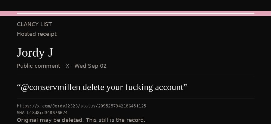 Hosted receipt of this public statement