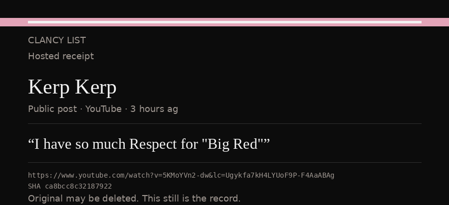 Hosted receipt of this public statement
