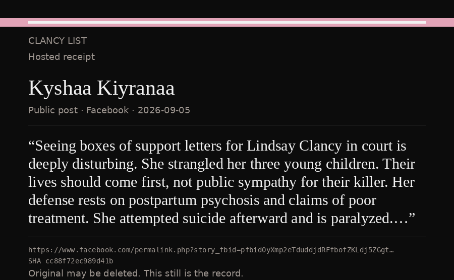 Hosted receipt of this public statement