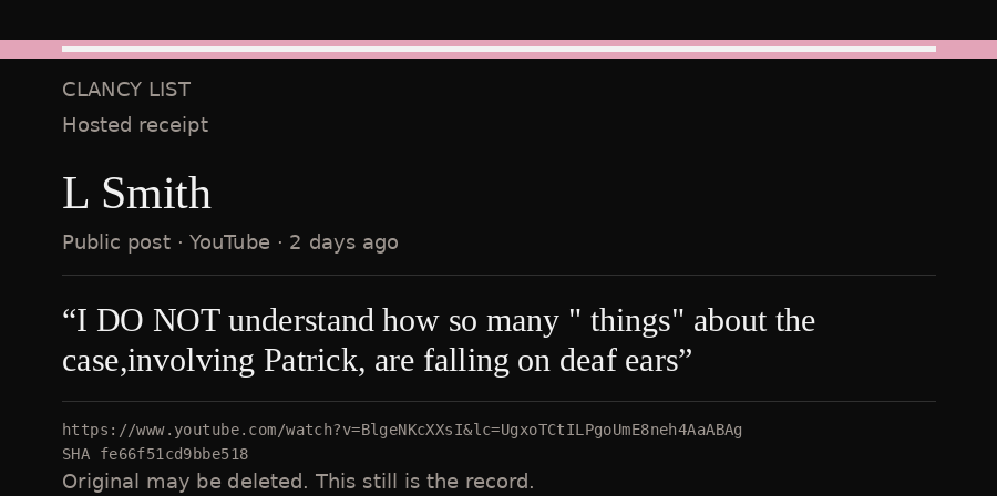 Hosted receipt of this public statement