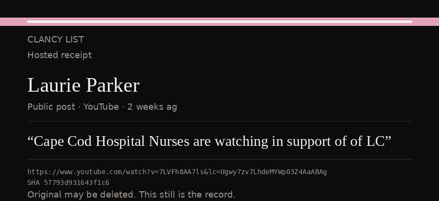 Hosted receipt of this public statement