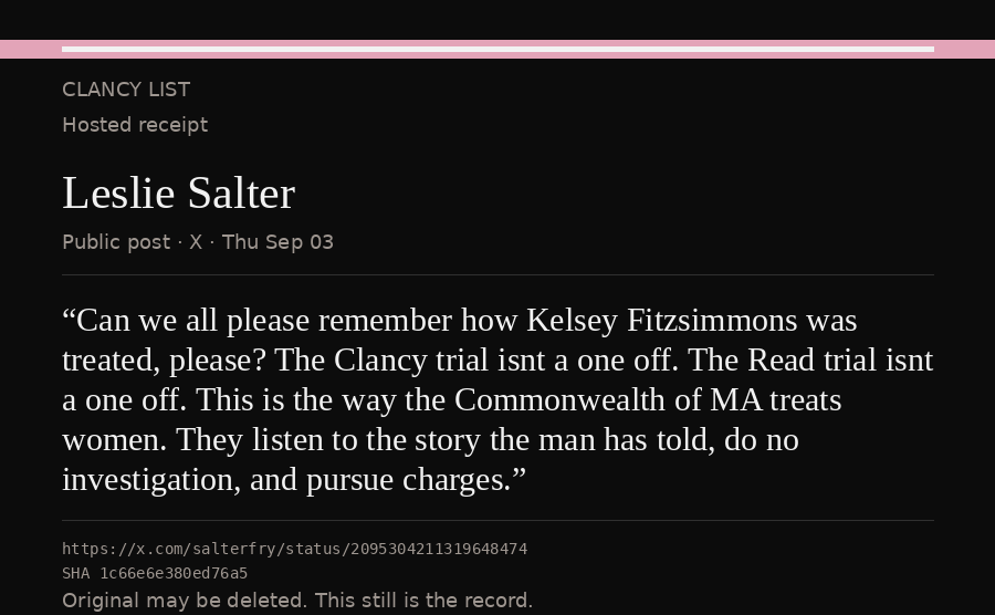 Hosted receipt of this public statement