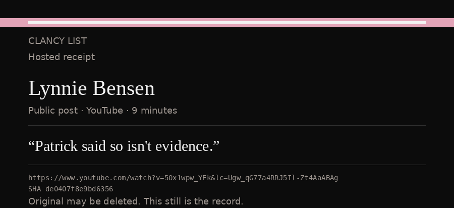 Hosted receipt of this public statement
