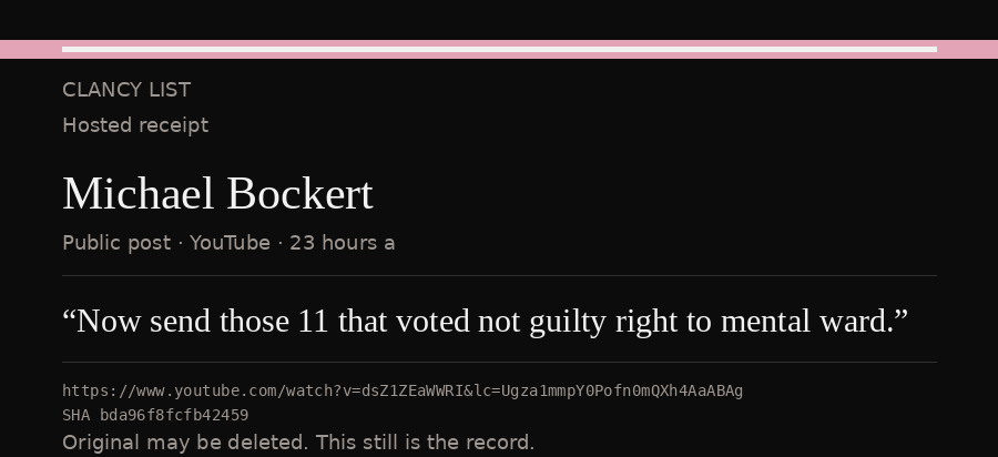 Hosted receipt of this public statement