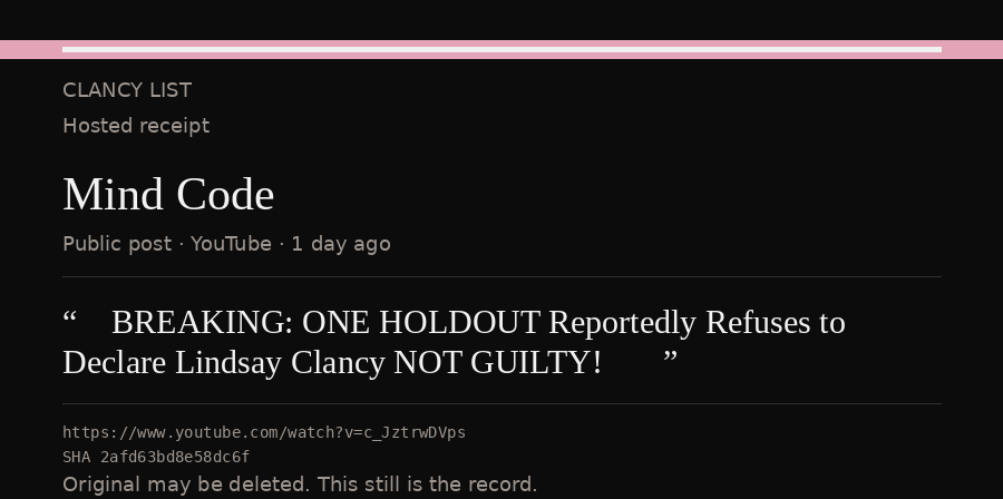 Hosted receipt of this public statement