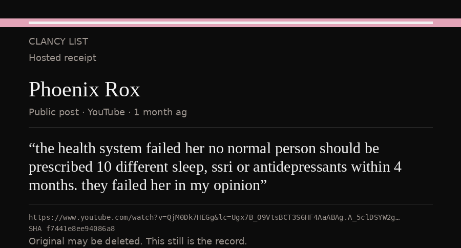 Hosted receipt of this public statement