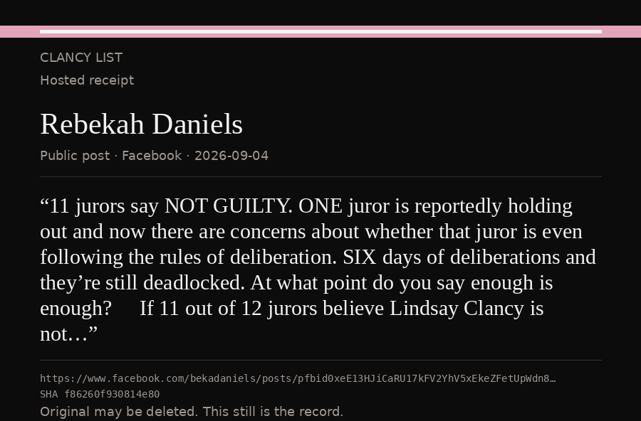 Hosted receipt of this public statement