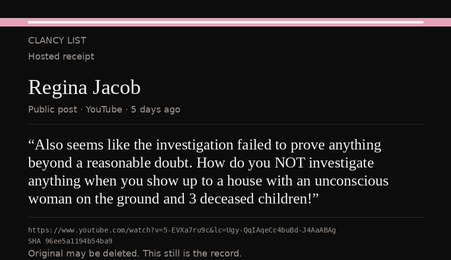 Hosted receipt of this public statement