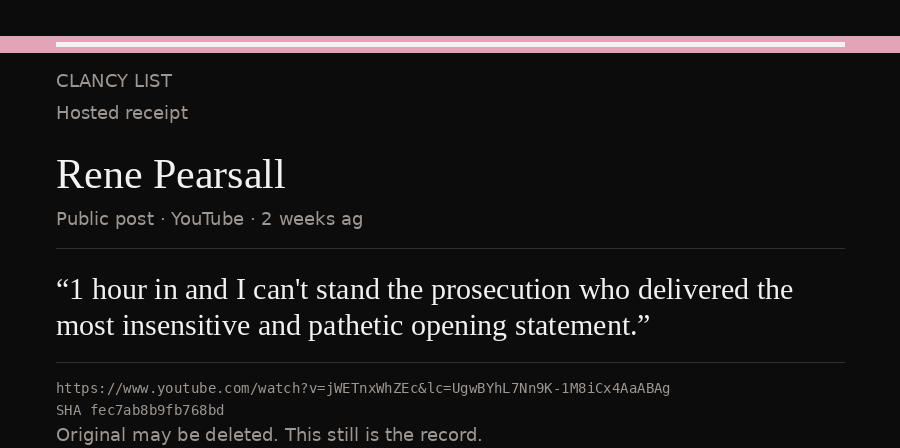 Hosted receipt of this public statement