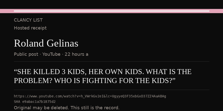 Hosted receipt of this public statement