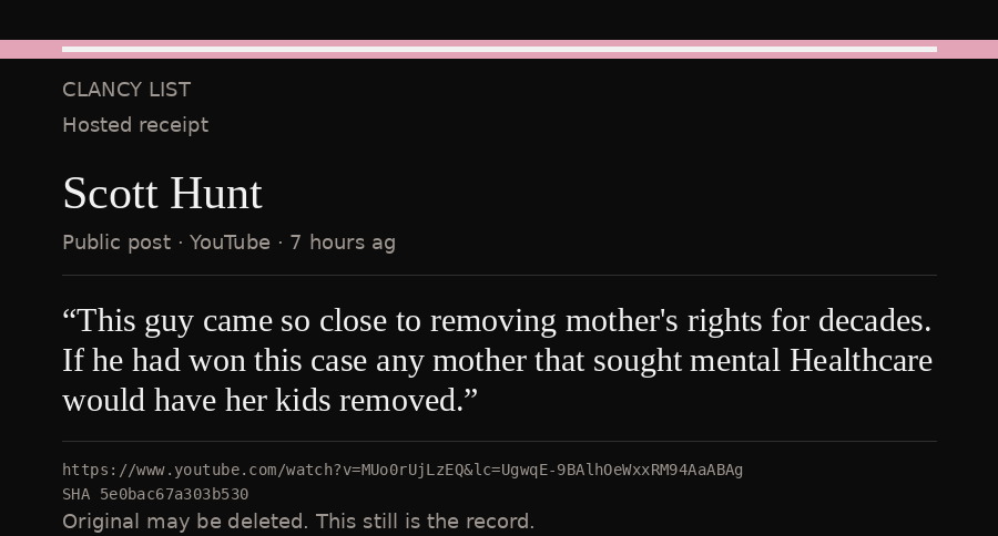 Hosted receipt of this public statement