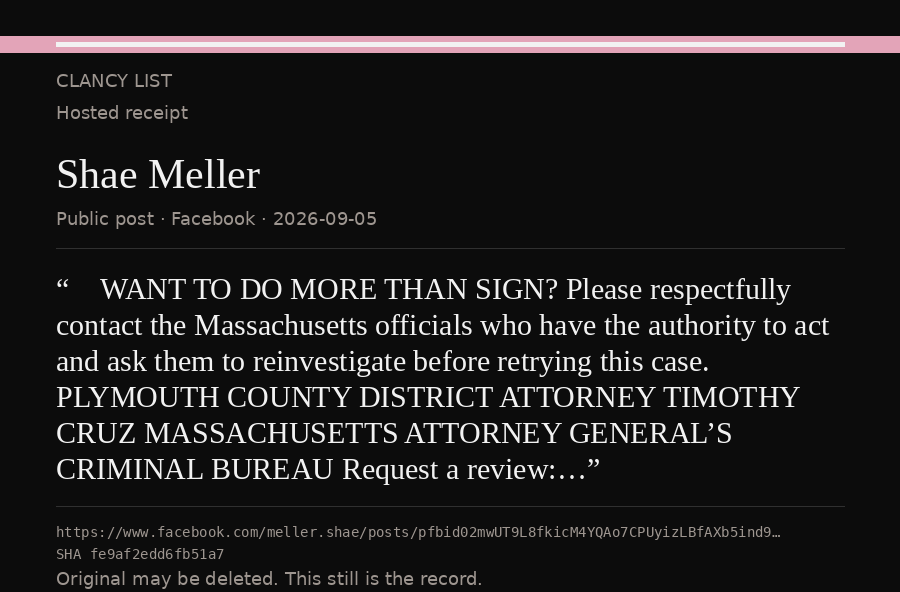 Hosted receipt of this public statement