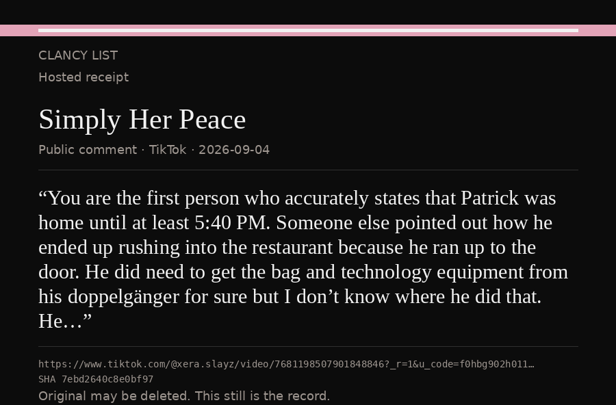 Hosted receipt of this public statement