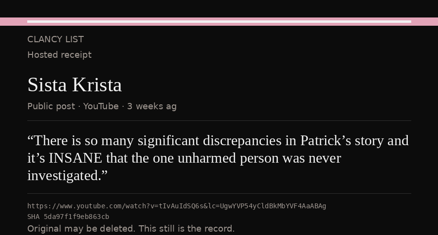 Hosted receipt of this public statement