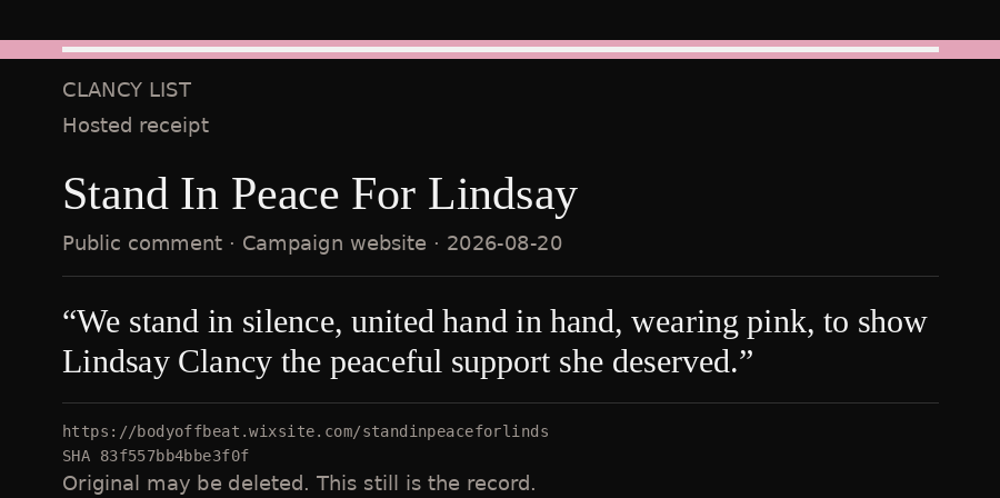 Hosted receipt of this public statement