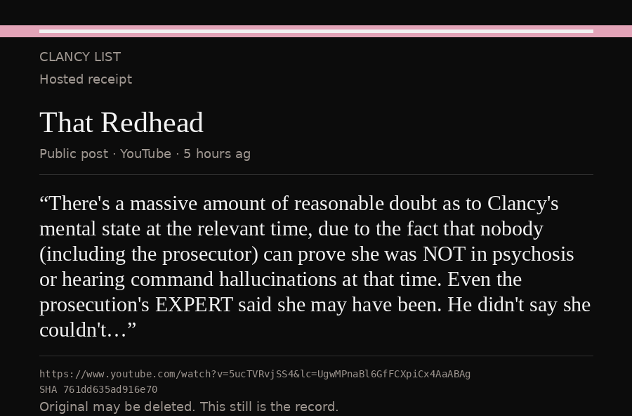 Hosted receipt of this public statement