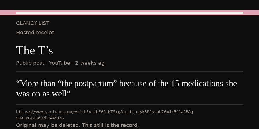 Hosted receipt of this public statement