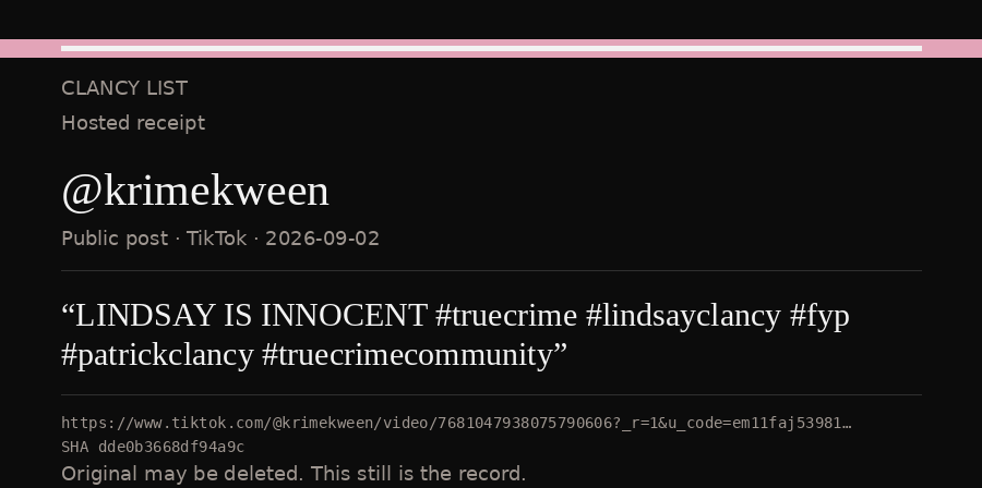 Hosted receipt of this public statement