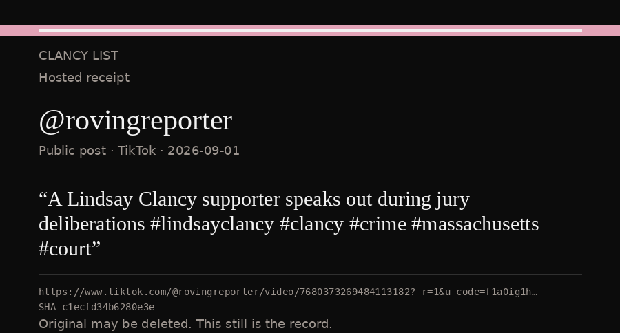 Hosted receipt of this public statement