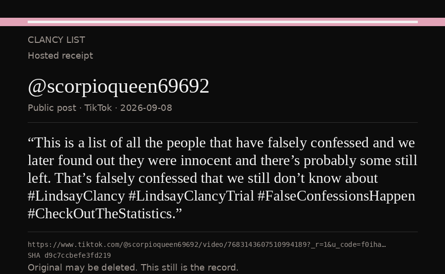 Hosted receipt of this public statement
