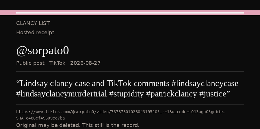 Hosted receipt of this public statement